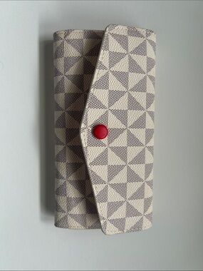Geometric Print Wallet Clutch with Red Snap